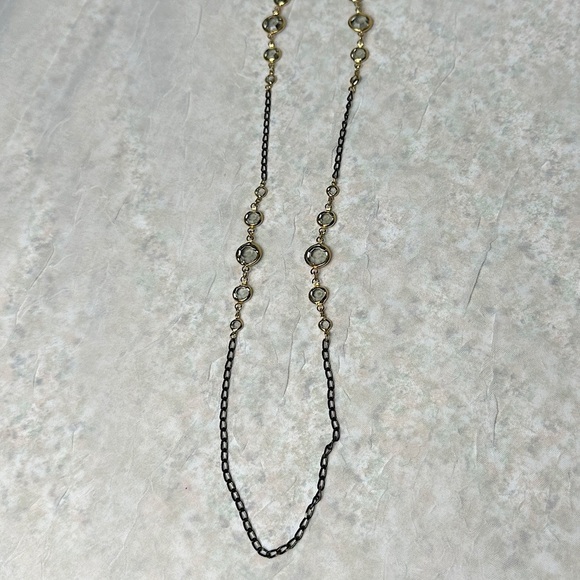 Vintage Signed Crown TRIFARI Necklace Gold Tone & Black  Chain Link Glass - Picture 14 of 15